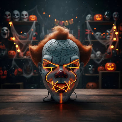 Mascara De Pennywise Con Luces Mascara De Payaso Halloween Naranja Pennywise