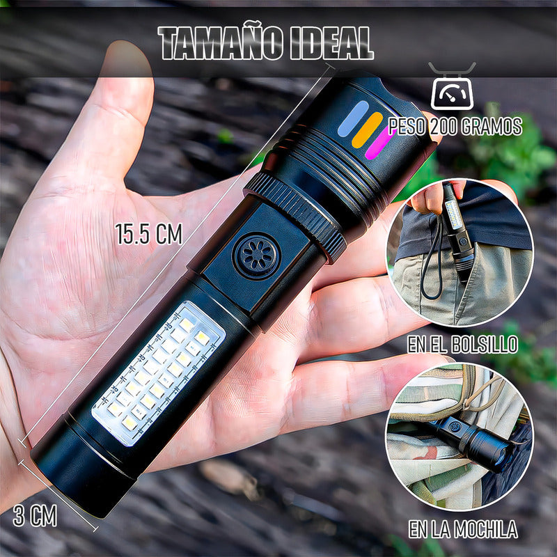 Linterna Táctica Recargable Arcashopping Potente 90000 Lm Led Camping Blanco/rojo Negro