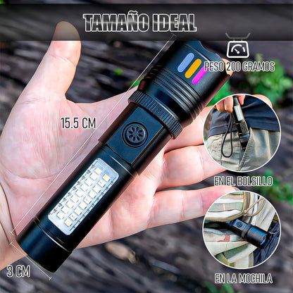 Linterna Táctica Recargable Arcashopping Potente 90000 Lm Led Camping Blanco/rojo Negro