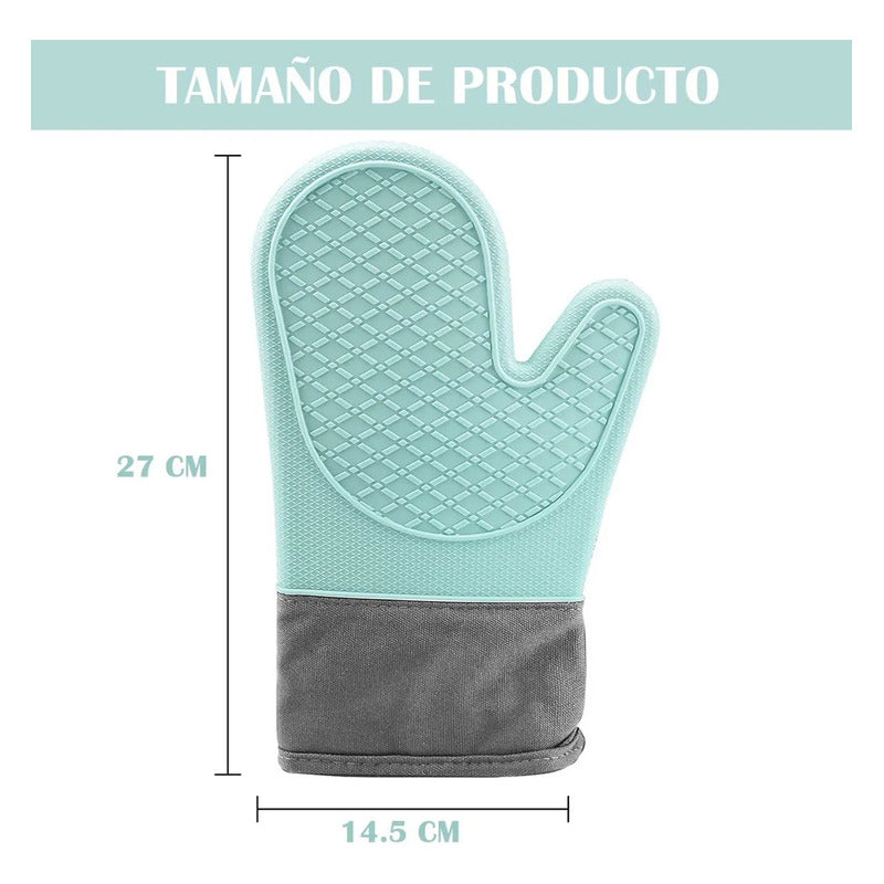Guantes Para Horno Toma Ollas Guantes De Silicona Guante De Cocina Algodon Okshop Protector De Silicona Flexible 27 Cm Pack 2 Toma Olla Guante Silicona Manopla Verde Claro