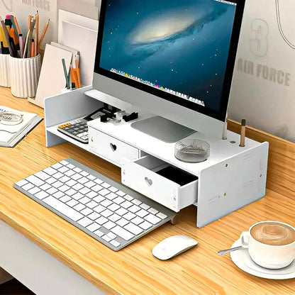 Organizador De Escritorio Multifunción Para Monitor Okshop De Mdf Blanco