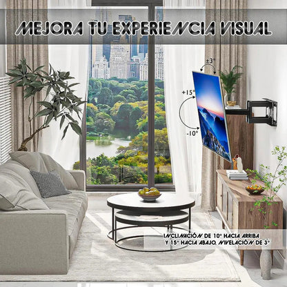 Soporte Tv Articulado Okshop Para Pantallas De 32  A 70  Con Inclinación Y Giro Negro