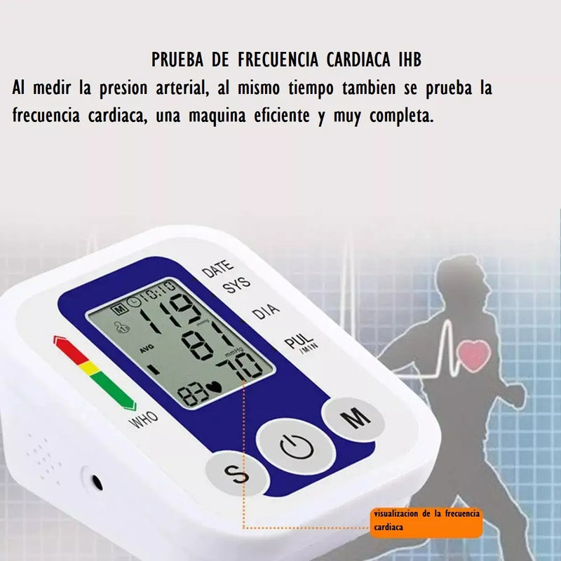 Tensiómetro Digital De Brazo Okshop Automático Con Medición De Frecuencia Cardíaca Blanco