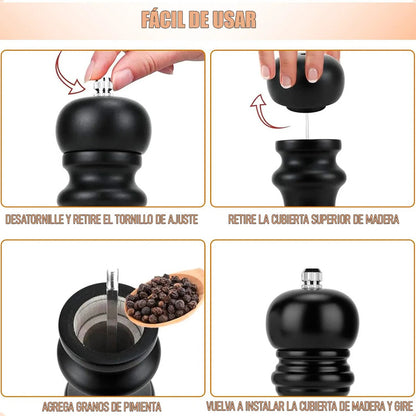 Pimentero Molinillo Madera Salpimentero De Madera Pimentero Saleros Y Pimenteros Madera Black Bull Salero Ceramica Espesor Ajustable Multifuncional Salero Molinillo Okshop