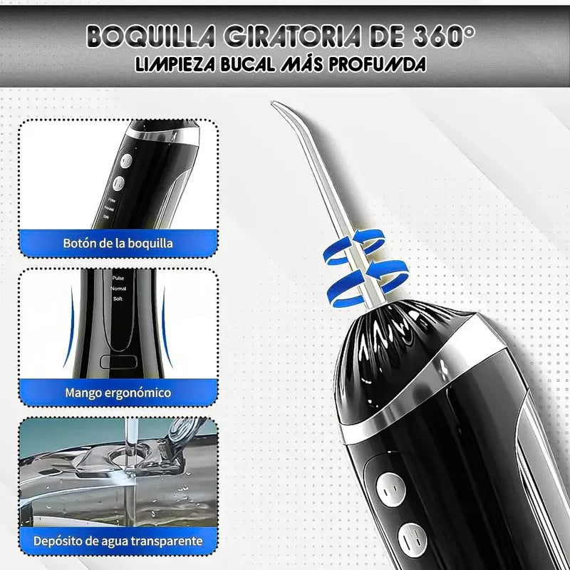 Irrigador Bucal Okshop Portátil Inalámbrico Blanco Con 4 Boquillas Y 3 Modos