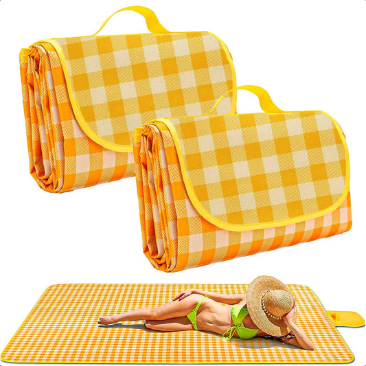 Manta Plegable Para Picnic Pack2 Alfombra Picnic Impermeable Amarillo