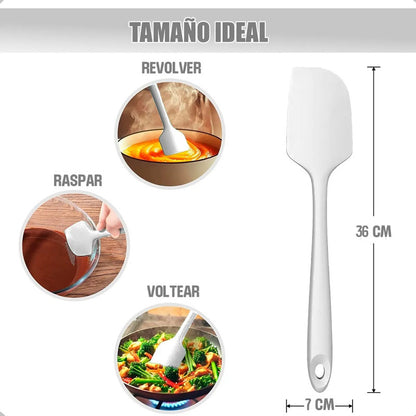 Espatula Silicona Mezquino Silicona Pack 4 Espatulas 36 Cm Espatula Reposteria Multiusos Acero Inoxidable Okshop Mezquinos Silicona Pasteles Libre Bpa Antiadherente Espatulas Cocina Blanco