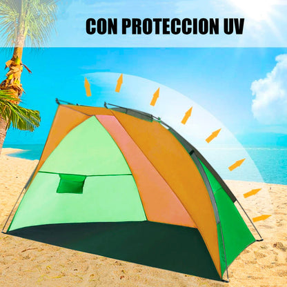 Media Carpa Playa Carpa Paraviento Camping Carpa 2 Personas Gris/celeste/azul