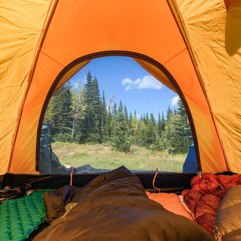 Colchoneta Inflable Camping 1 Plaza Okshop Con Bomba De Pie Naranja