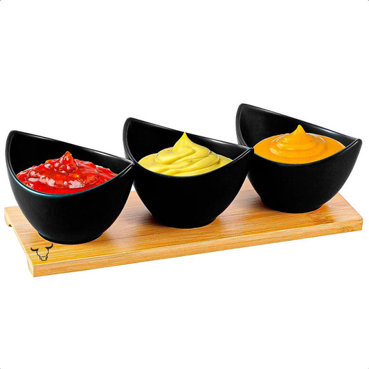 Bowl De Caramica Cuencos Aperitivo Set 3 Bowl Aperitivo Wayu Negro