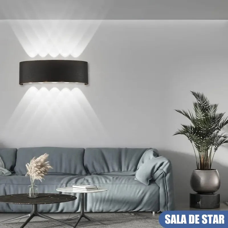 Pack 2 Aplique Muro Luces Led Para Muro Lampara De Pared 10w Negro