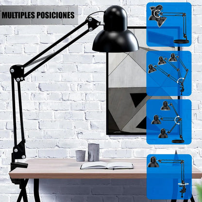 Lamparas De Velador Lampara Escritorio Flexible Ajustable Lamparas De Escritorio Incandescente E27 Flexibles Metal Lampara Estudio Led Mesa Aluminio Halogena 40w Negra Okshop
