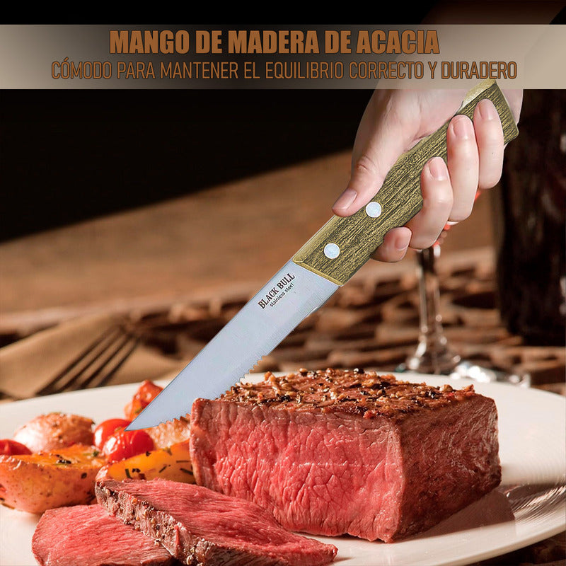 Set De Cuchillos Cuchillo Para Carne Set 4 Cuchillos Steak Madera