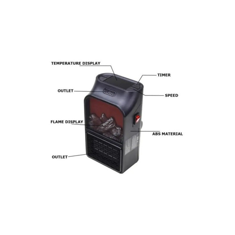 Mini Calefactor Calentador Electrico Portatil 900w Estufa Negro
