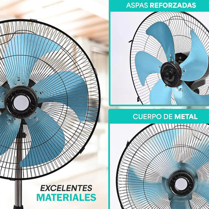 Ventiladores Metalicos Ventilador Pedestal Ventilador 3 En 1 Ventilador De Pedestal Turbo 5 Aspas Metálicas Ventilador Pie Rejilla Metalica Oscilacion 120 Grados Okshop