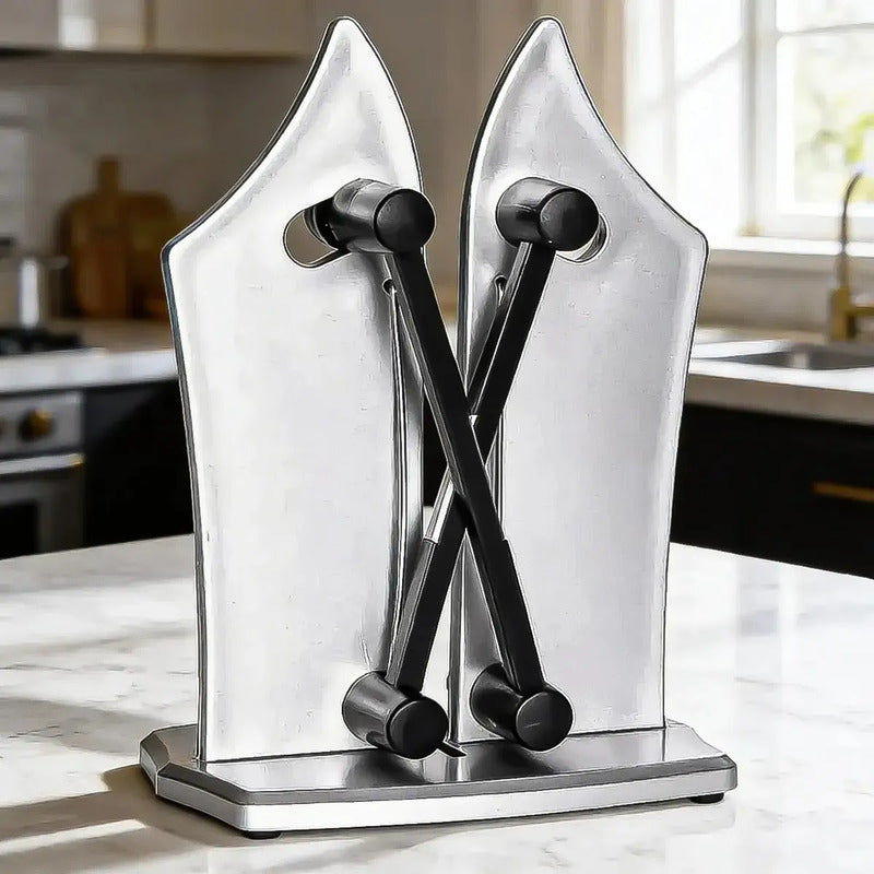 Afilador De Cuchillos Manual Okshop Con Piedra De Diamante, Gris