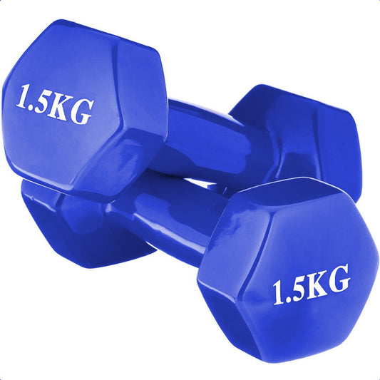 Mancuerna Hexagonal 1.5 Kg Set Mancuernas Pesa Hexagonal Azul