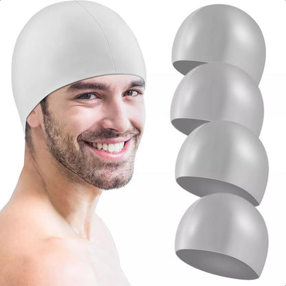 Pack De 4 Gorros De Natación De Silicona Grises Para Adultos Okshop Gris Liso Talle Único