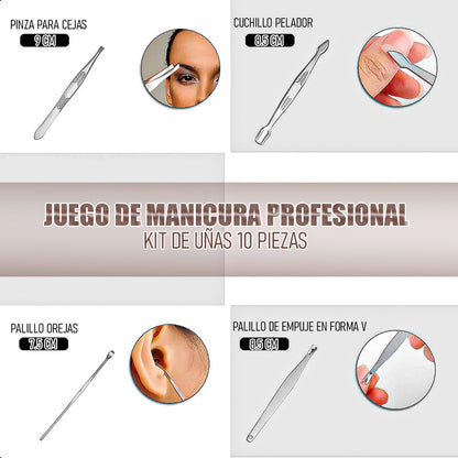 Kit De Manicura Y Pedicura  Juego 10 Pcs Manicura Profesiona