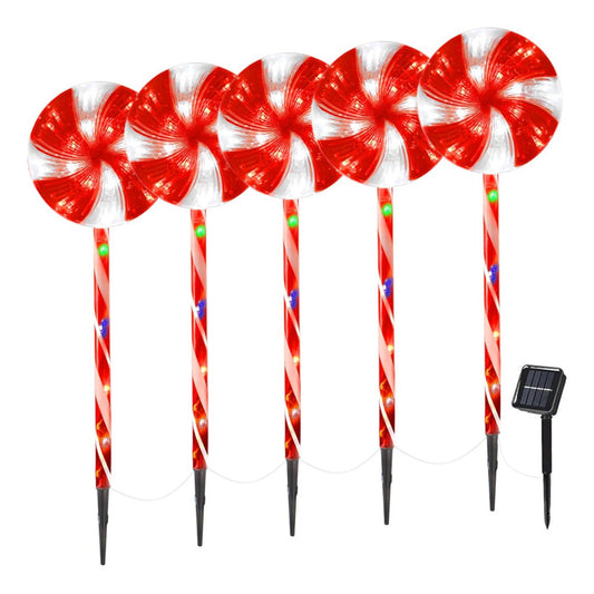 Pack X5 Estacas Solares Luces Navideñas Luces De Navidad Led Multicolor
