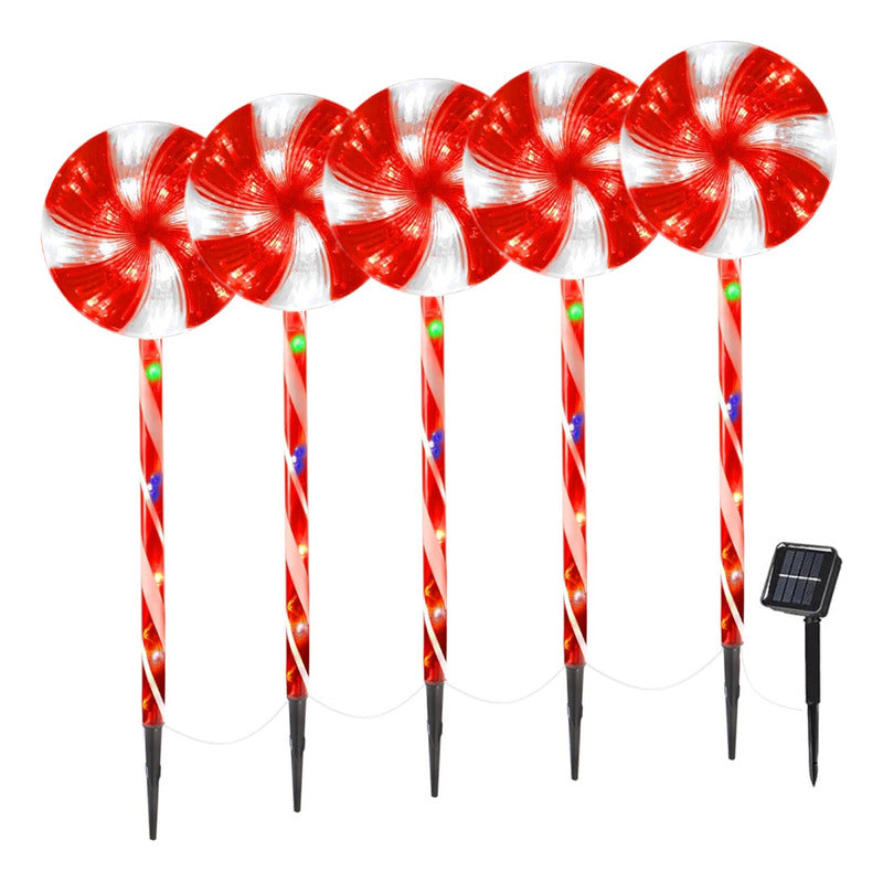 Pack X5 Estacas Solares Luces Navideñas Luces De Navidad Led