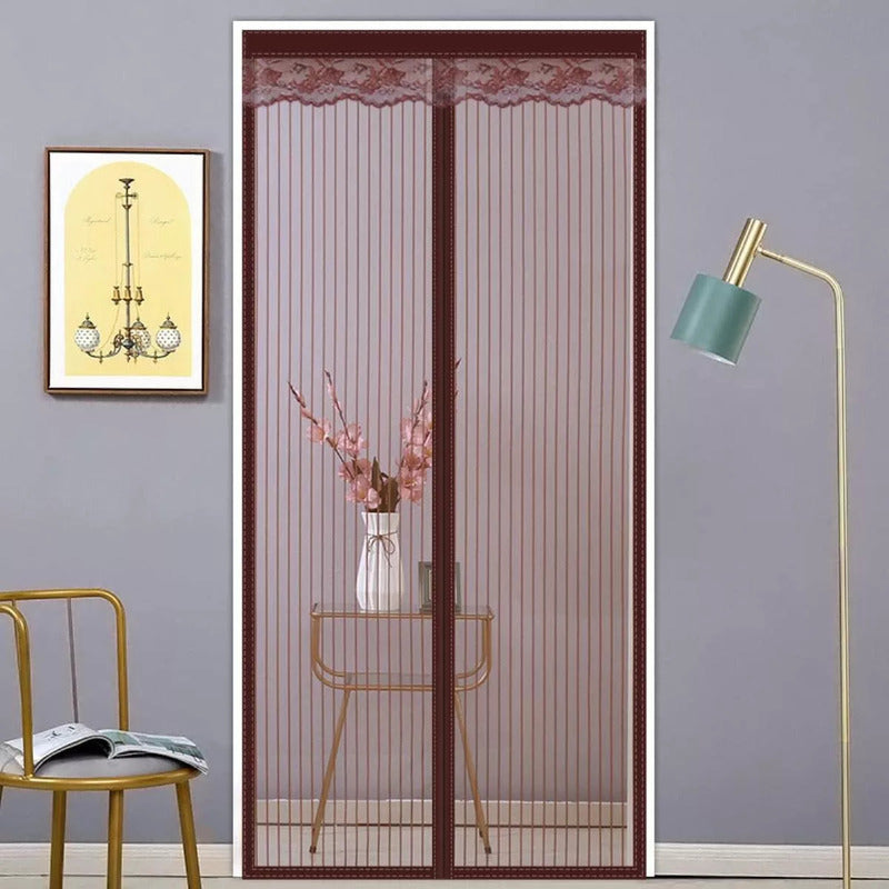 Malla Mosquitero Magnética Para Puerta Okshop Poliéster Negro 110x210 Cm