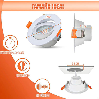 Focos Led Embutidos 7w Pack 2 Ampolleta Led Techo Foco Led