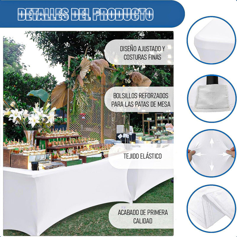 Mantel Para Mesa Mantel Rectangular Mantel Elastico 180cm Blanco Lisa