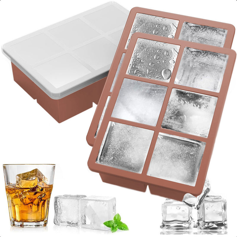 Pack X2 Molde Hielo Cubetas De Hielo Con Tapa Bandeja Hielo