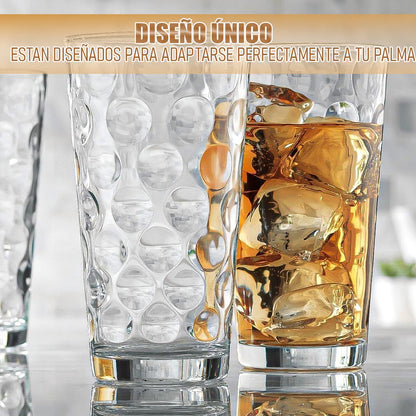 Set 6 Vasos De Vidrio Vasos Postres Juego De Vasos 300 Ml Vidrio/lineas