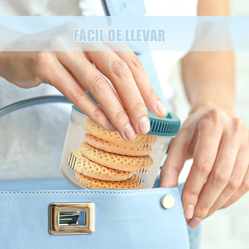Contendor Alimentos Envases Yogurt Y Cereal Frasco Hermetico Azul