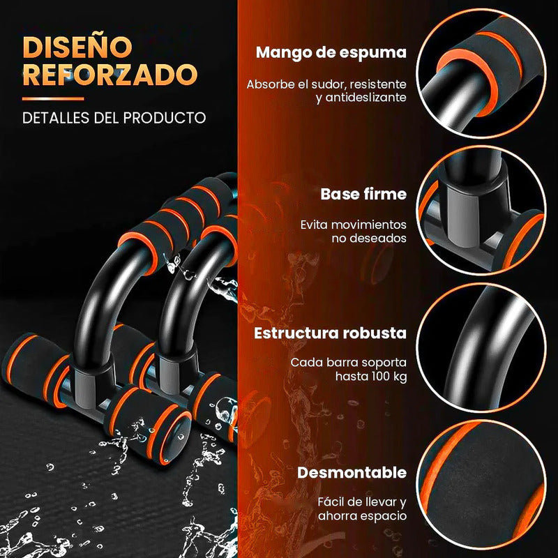 Barra Para Flexiones Soporte De Flexiones Push Up Flexiones Negro/naranja