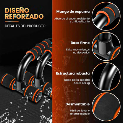 Barra Para Flexiones Soporte De Flexiones Push Up Flexiones Negro/naranja