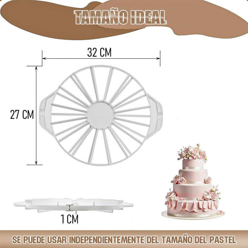 Cortador Torta Porcionador Pastel Reposteria 14/16 Porciones Blanco