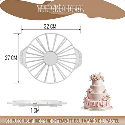 Cortador Torta Porcionador Pastel Reposteria 14/16 Porciones Blanco