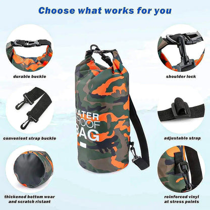 Bolso Seco Impermeable Mochila Camping 15 Litros Waterproof Camuflaje-azul Claro
