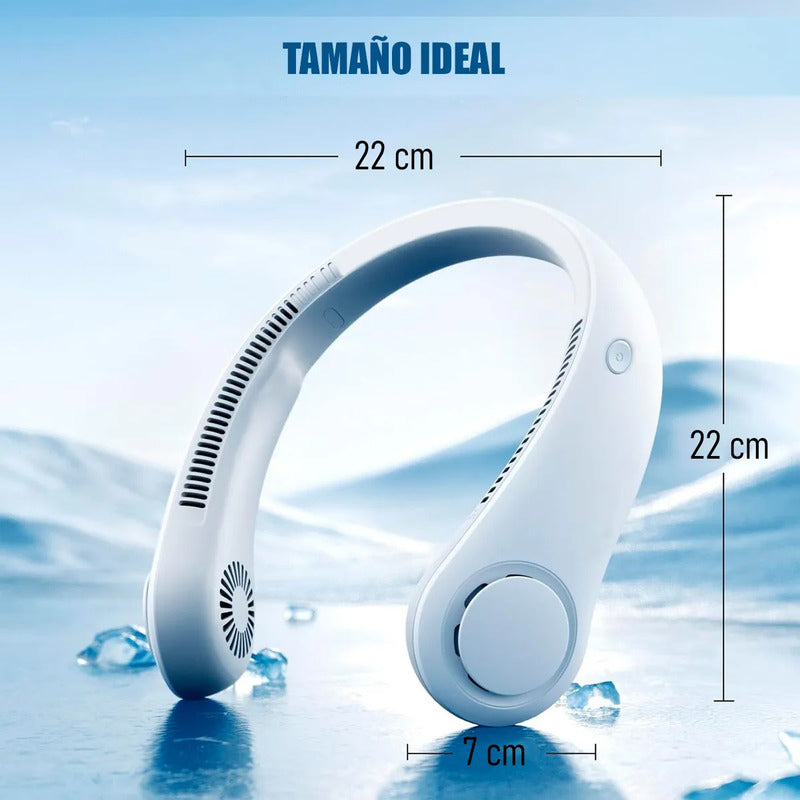 Ventilador De Cuello Portátil Recargable Usb Con 3 Velocidades Y Diseño Ergonómico Azul