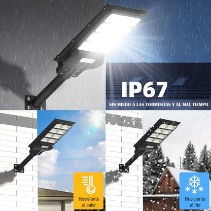 Reflector Led Solar Arca De 1 Kw Con Sensor De Movimiento Y Luz Blanca Negro Blanco