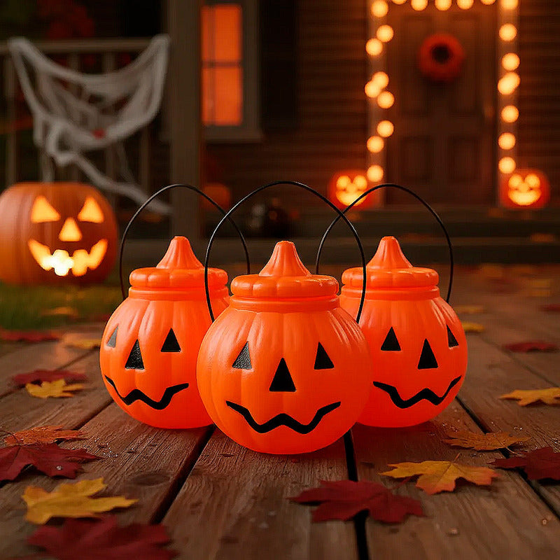 Calabaza Plástica Para Dulces Portátil Halloween Decoración