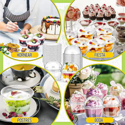 Pack 50 Pocillo Postres 150ml Vasos Postres Vaso Acrilico Transparente