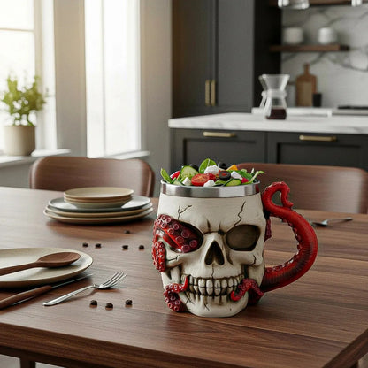Taza Grande Taza Kraken Tazon Calavera Mug Acero Inoxidable Beige Calavera