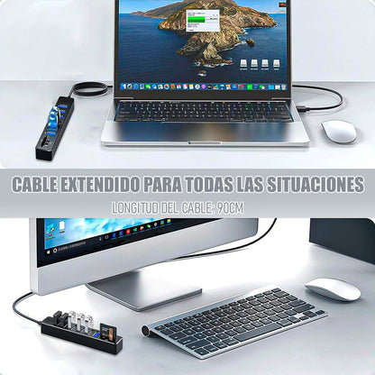 Extensor Usb 8 En 1 Adaptador Multipuerto 8 En 1 Usb Hub Usb Negro