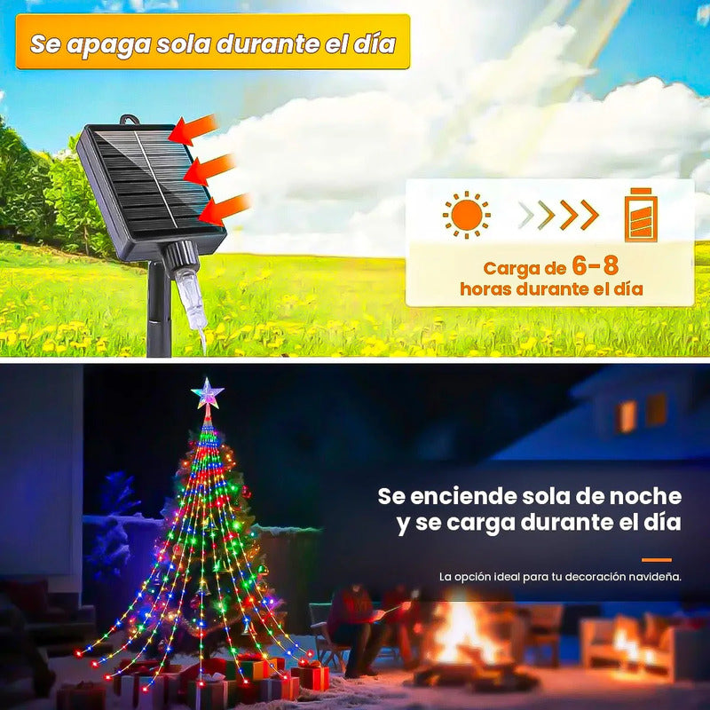 Luces Arbol Navidad Guirnaldas Solares Luces Navidad Solar Amarillo