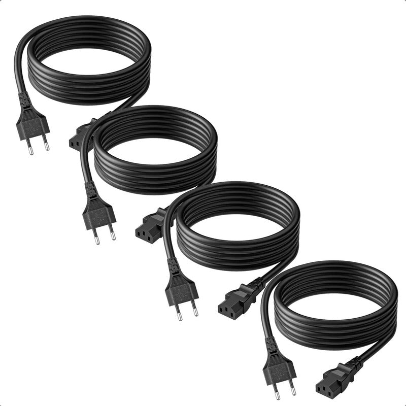 Pack 4 Cable Alimentación Cable Poder 3 Clavijas Cable 1.5m Negro