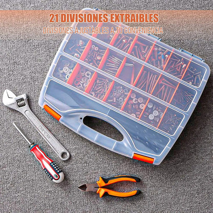 Caja Organizadora De Tornillos Pack 2 Caja Para Herramientas Cajas Herramientas Okshop Caja Herramientas Plastica 21 Divisiones Ajustables Cajas Para Herramientas Antideslizante