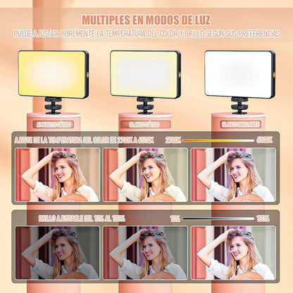 Iluminadores Camara Luz Led Recargable Luces Para Fotografia Negro Cálido/neutro/frio
