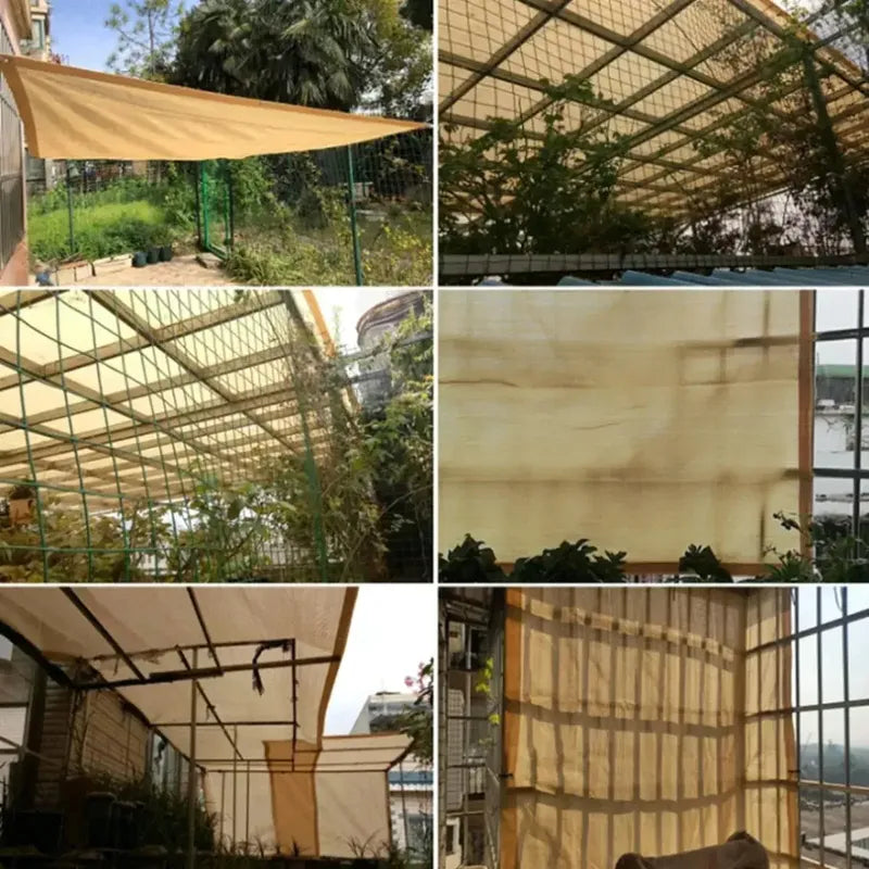 Toldo Vela Rectangular Okshop 4x3m Hdpe Impermeable Protección Uv Beige