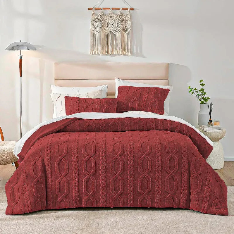Plumon 1.5 Plazas Edredon De Cama Cubrecama Chiporro Coberto Burdeo