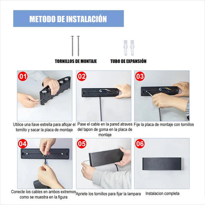 Pack 2 Aplique Muro Luces Led Para Muro Lampara De Pared 10w Negro
