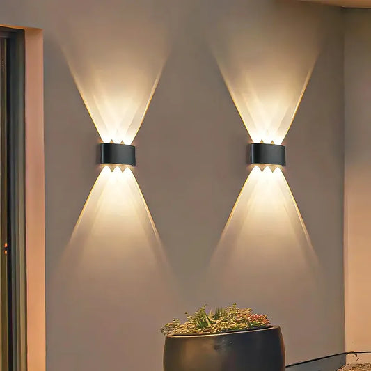 Pack 2 Aplique De Pared Lampara Muro 6w Luces Pared Aplique Negro/cálida